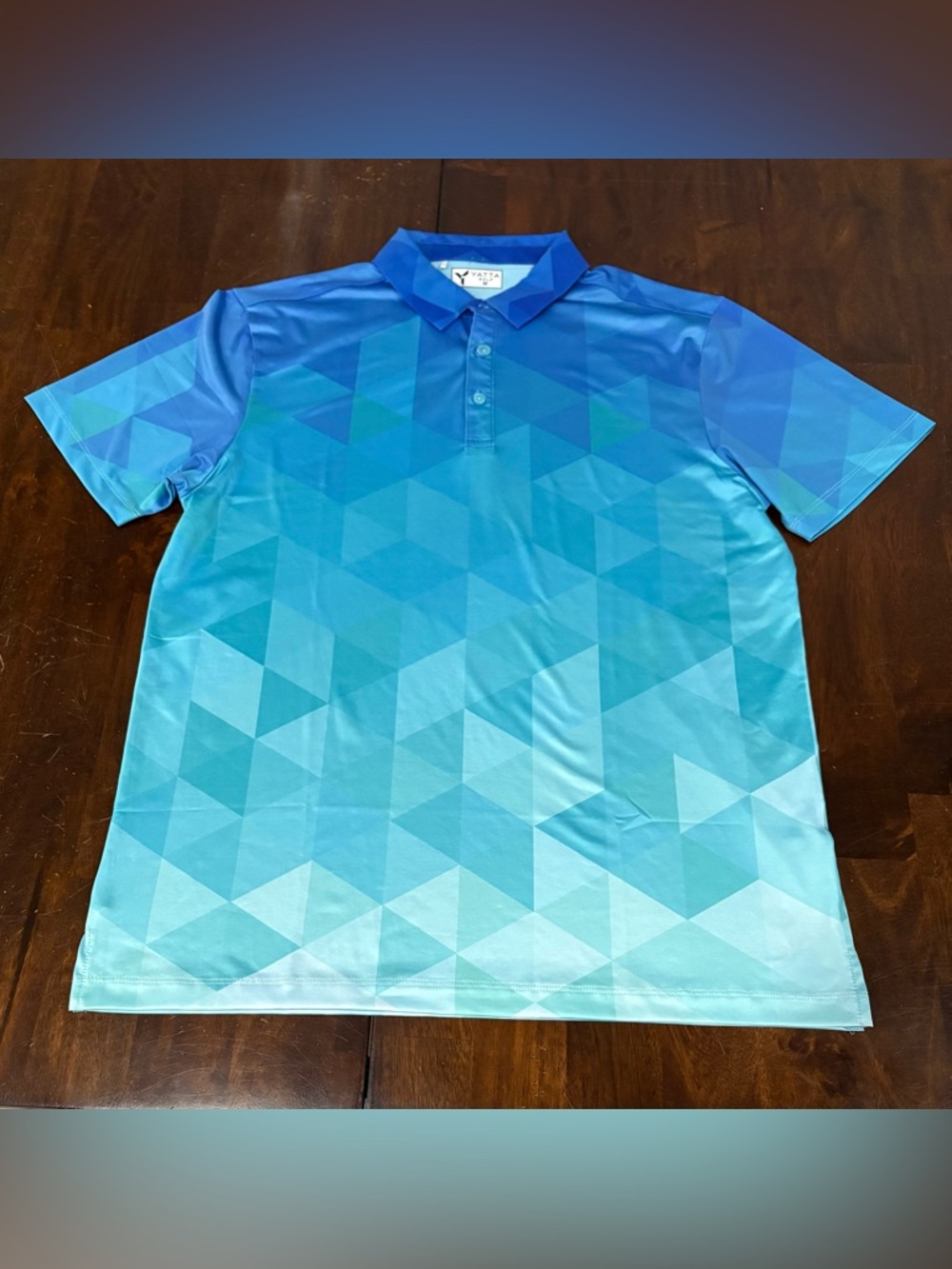 Yatta Golf Blue Geometric Performance Polo Shirt Men's Size M